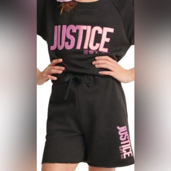 Justice Fleece Lounge Sweatshirt & Midi Short Set NWT XL Plus - Picture 9 of 11